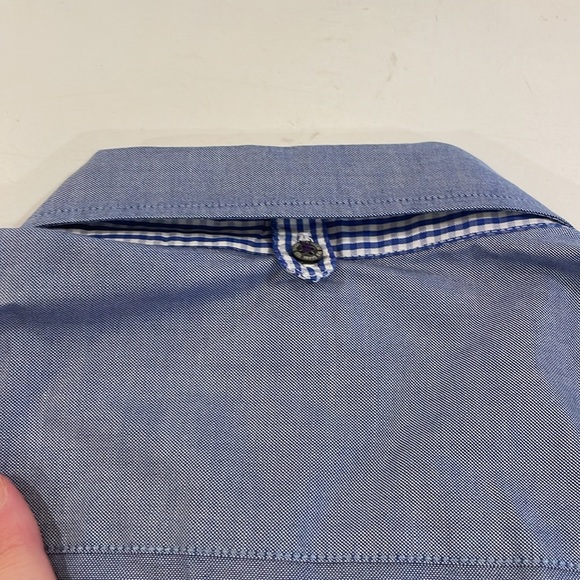 Ted Baker blue cotton button down with blue check accents, L, great condition - Picture 3 of 4